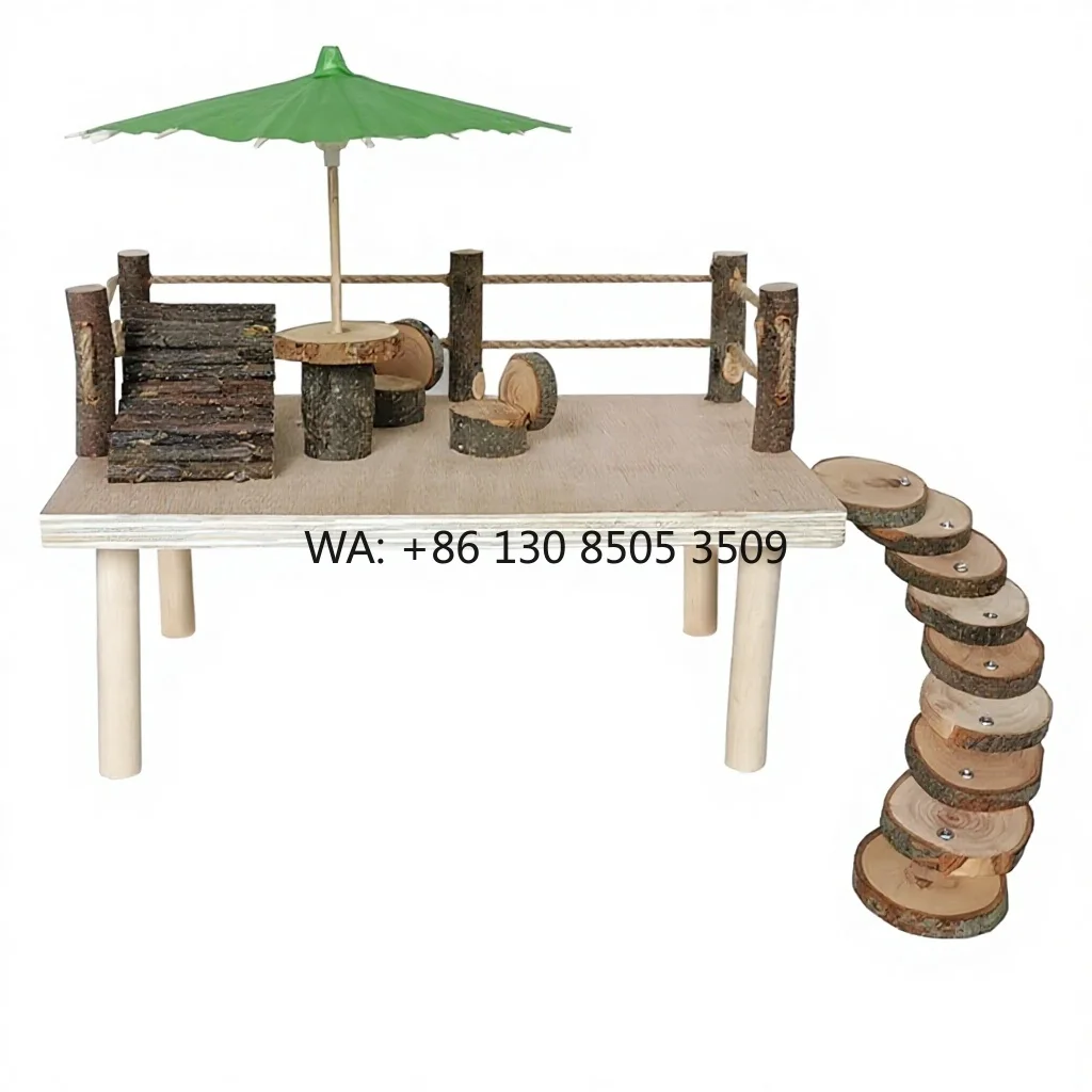 Cross-Border for Rectangle Hamster Toy Ladder Platform Landscaping Hiding Teething Toy