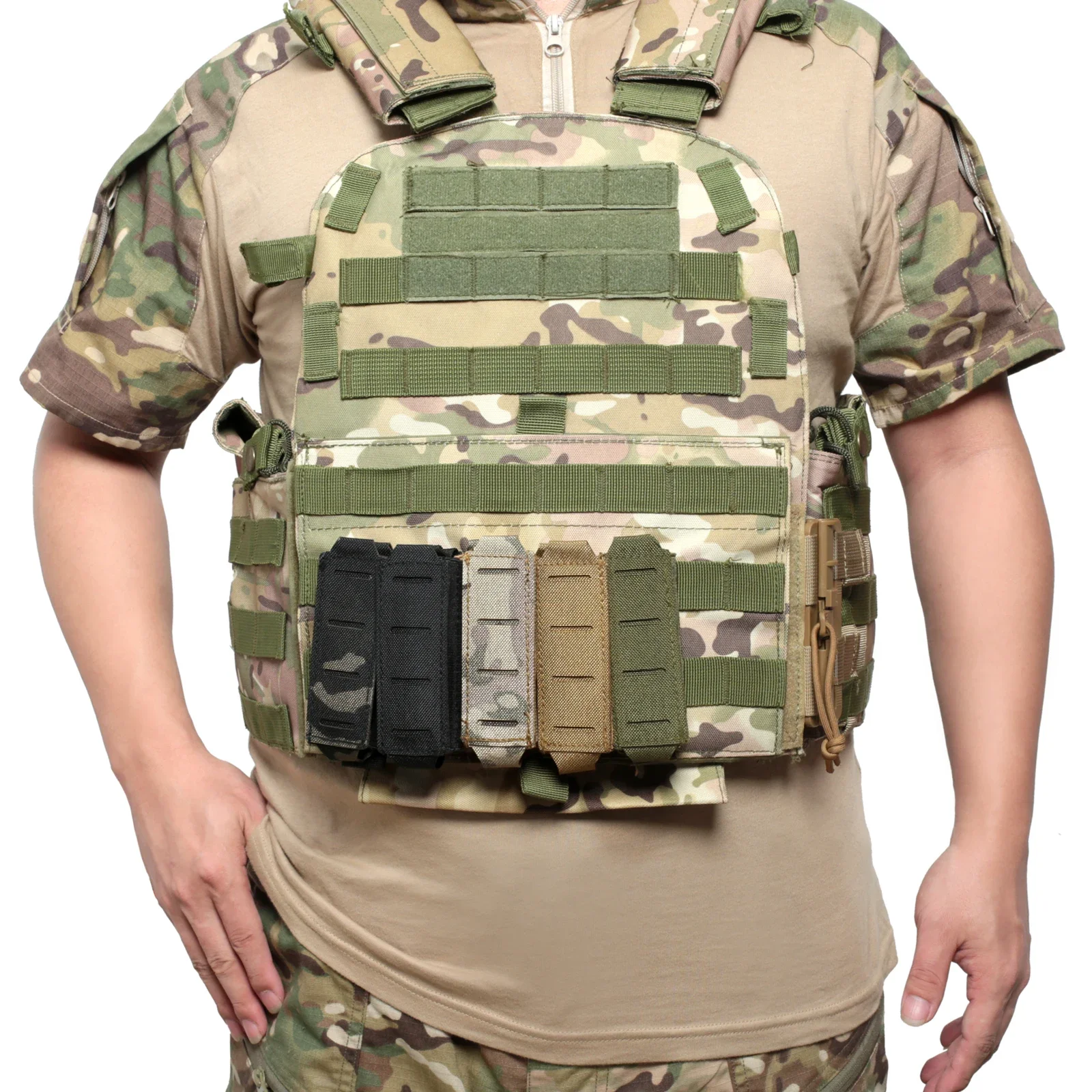 Molle 9mm Magazine Pouch Single Mag Holster Outdoor Laser Cut Flashlight Holder Knife Pocket Hunting Accessories EDC Waist Bag view 2