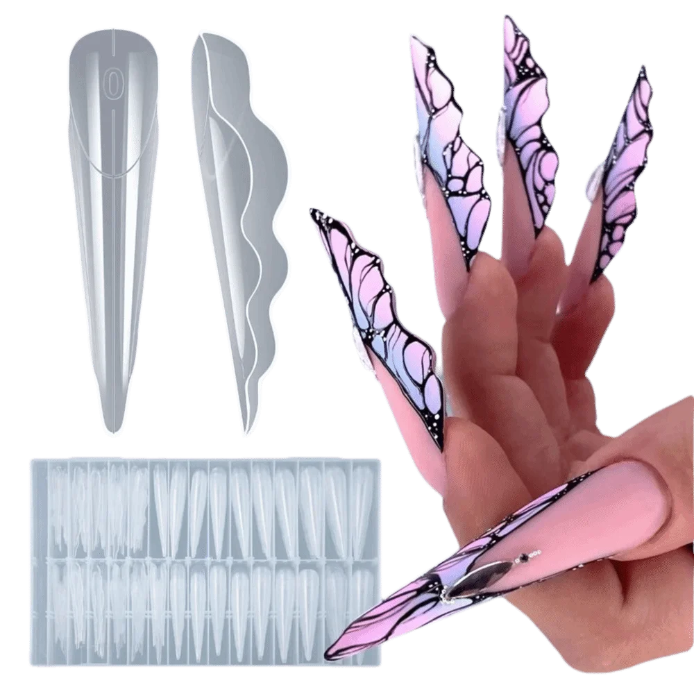 150Pcs Reusable Butterfly Shape Nail Dual Forms Full Cover Positioning Lines Nail Extension Forms Dual Forms Gel Nail Molds