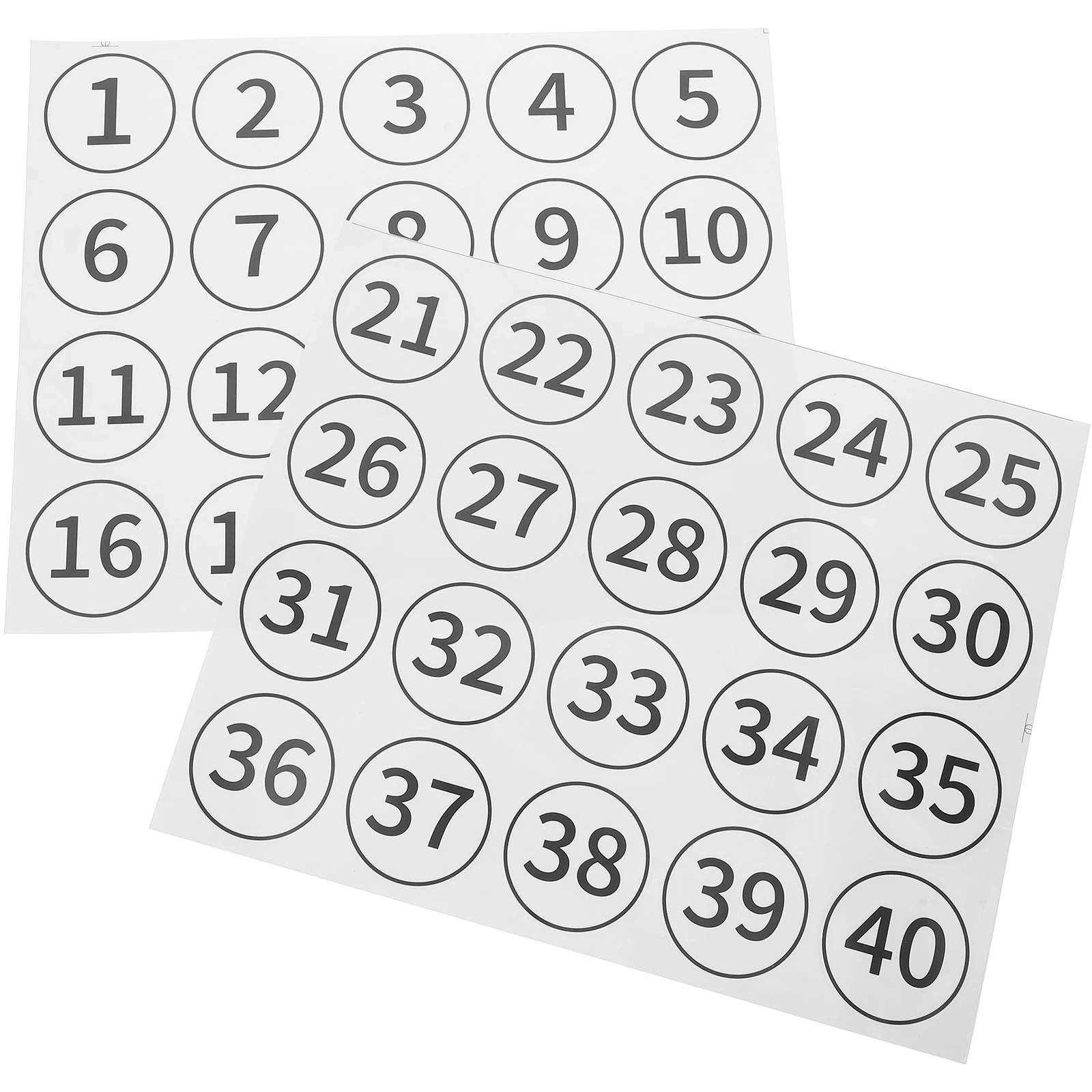 

40pcs Clear PVC Classification Number Stickers Small Labels Garage Sticker Numbers For Classroom Numbers Mini Size Office