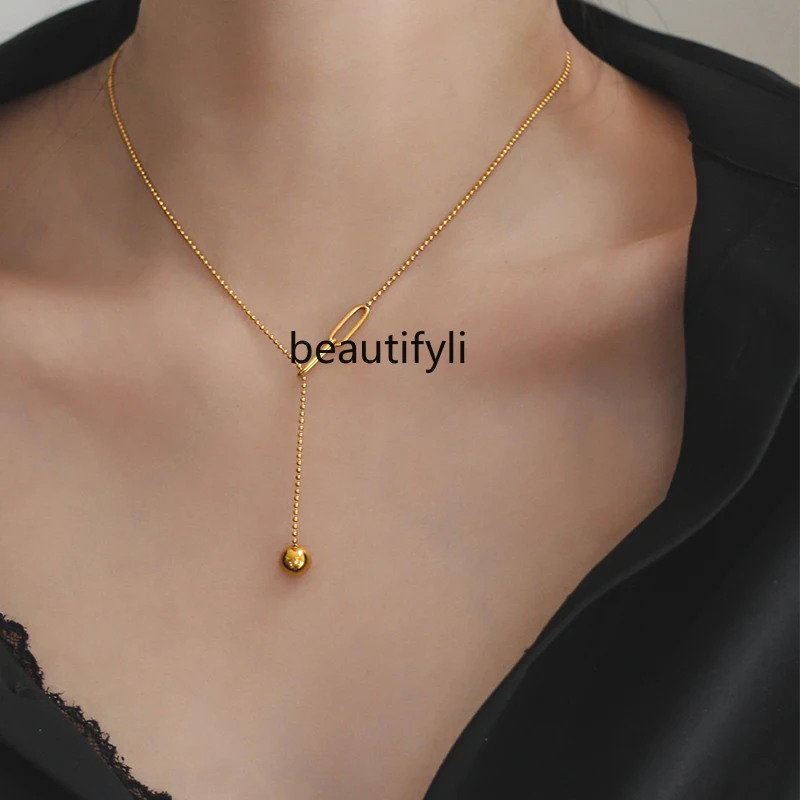 

Elegant Fashion High-End Niche Design Jewelry New Trendy Exquisite Tassel Stitching Pull Ball Necklace for Women