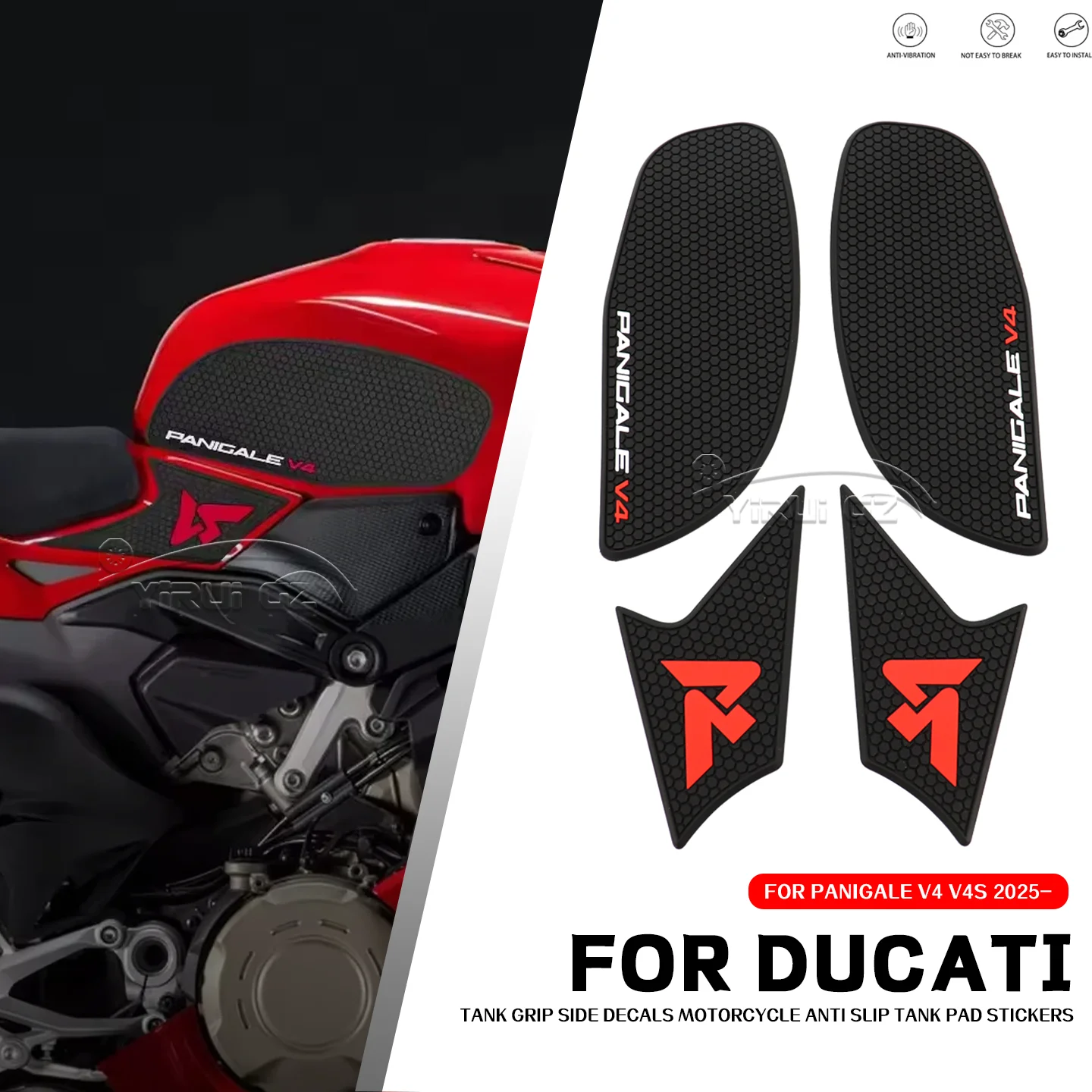 

Подходит для Ducati Panigale V4 V4S V4S 2025- Нескользящая боковая накладка на топливный бак НОВЫЕ наклейки на топливный бак мотоцикла PanigaleV4 V4S 2025-