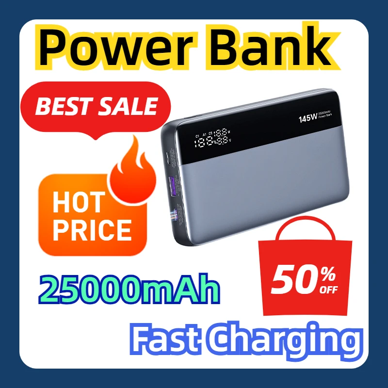 

For Macbook Pro/Air Iphone Series and More 145W 25000mAh Power Bank PD Fast Charging Portable with External Battery