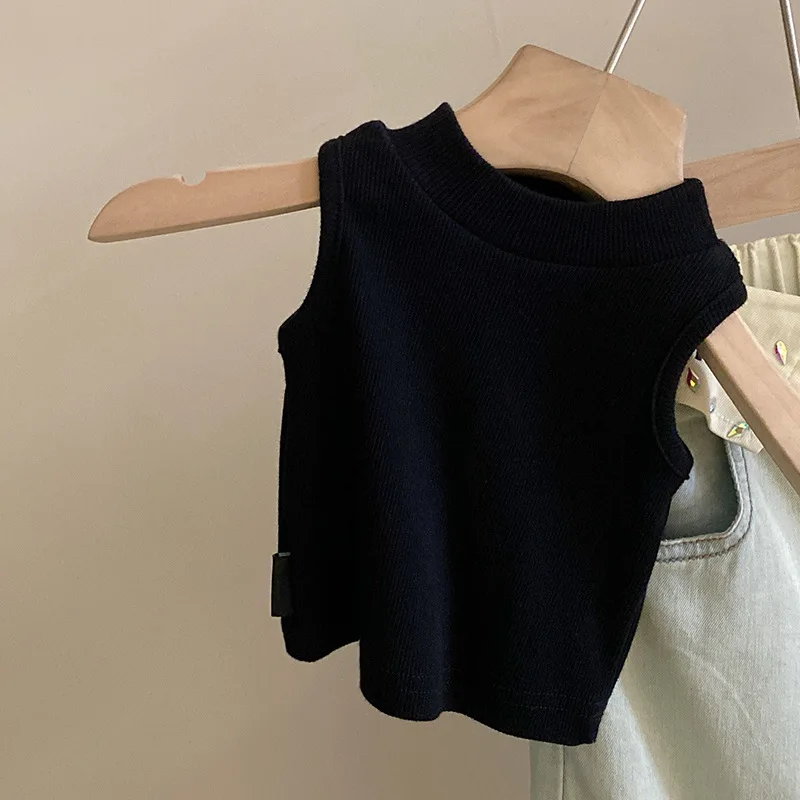 Girls Vest Korean New Knitting Summer Sleeveless Trend Jeans Casual Simple Fashion Loose Sweet Korean Active Vintage Cute Cool