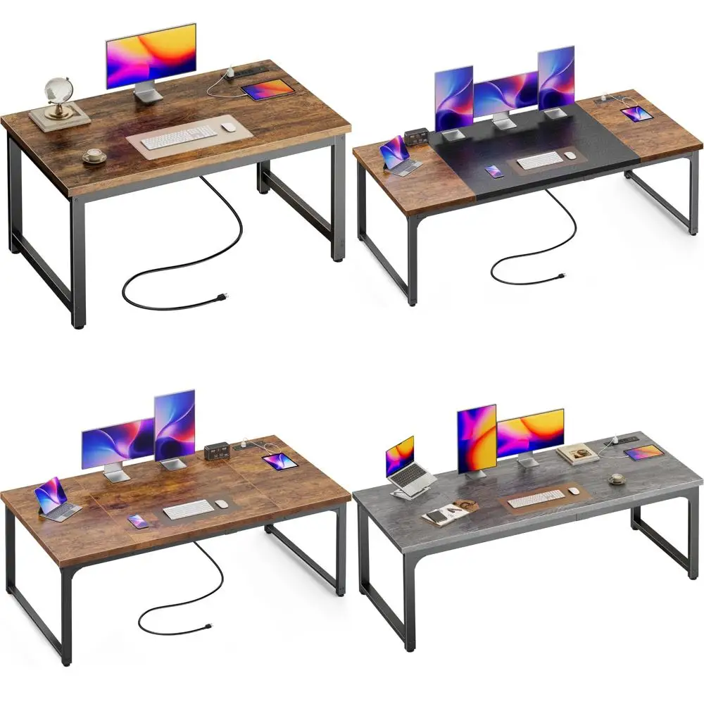 

Large 48x24 Inch Desk with Integrated Power and USB-C Ports, Enhanced Depth and Thickness, Sturdy Metal Frame, Heavy-Duty Comput