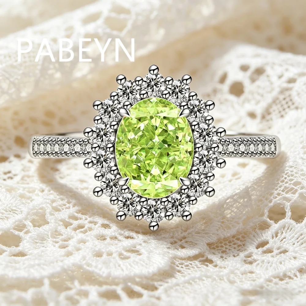 925 Sterling Silber Mode Luxus-Ring mit Eisblumen-Schliff, Taubenei-Sonnenblumen-Kristall und Zirkon für Damen, Schmuckgeschenk – Detail 3
