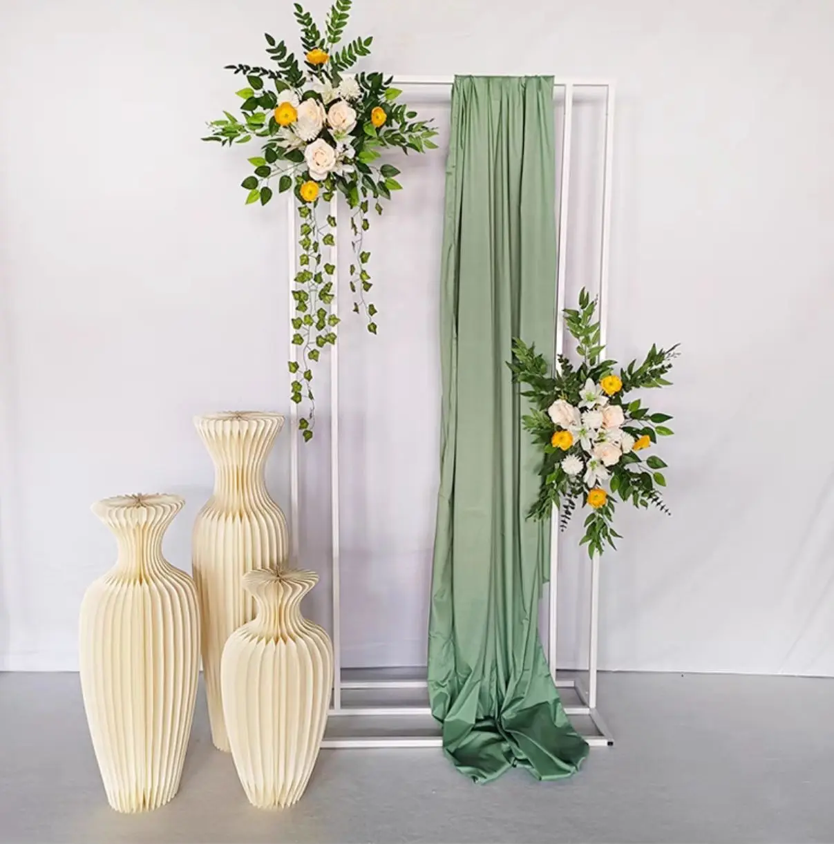 

Wedding Arch Square Backdrop Balloon Stand, Shiny Metal, Gold Plating, Outdoor, Artificial Flower, Door Shelf Frame