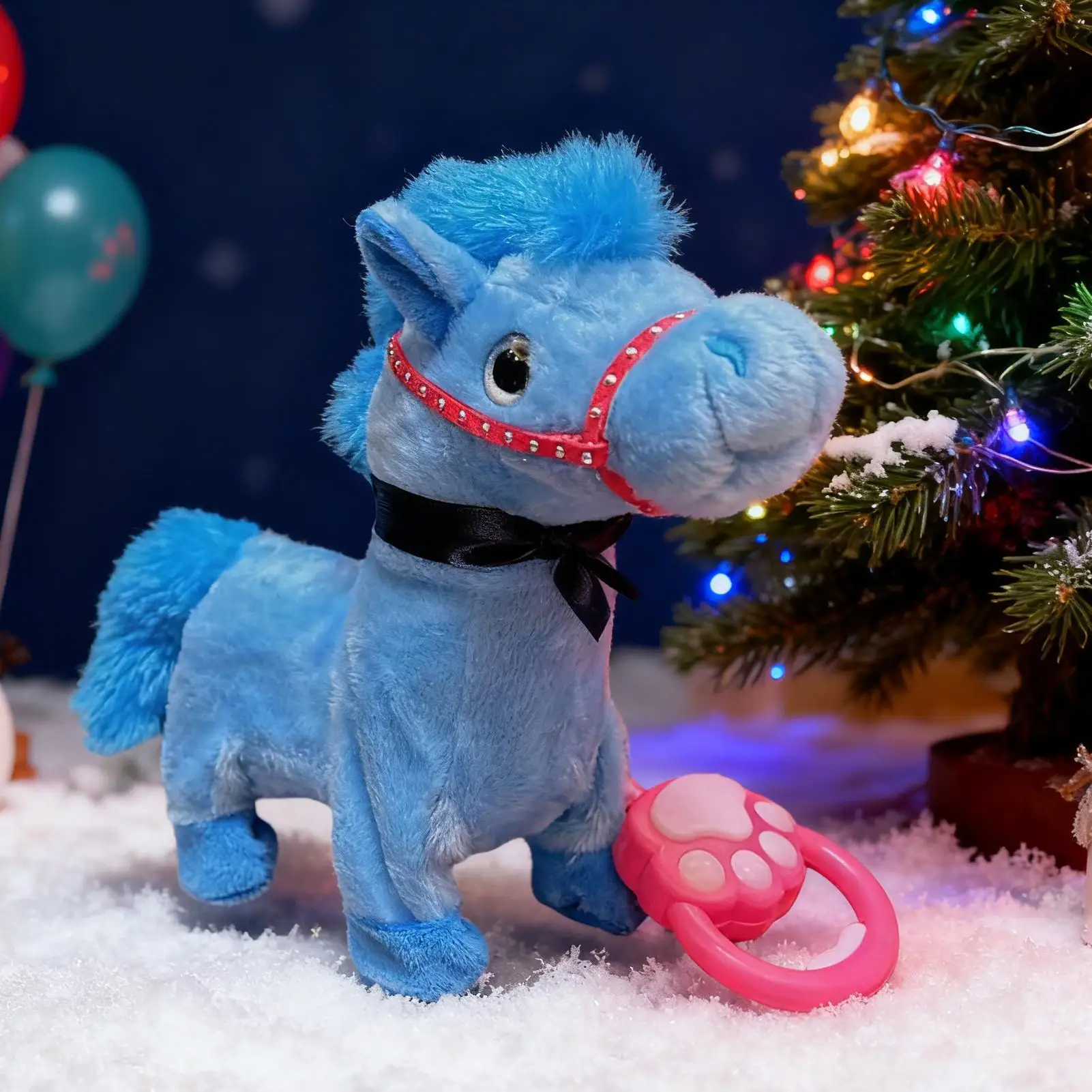 거실용 걷는 말 장난감, 리드 로프 포함, 사실적인 어린이 전동 장난감 걷는 말, 유아 및 3세 이상 청소년용