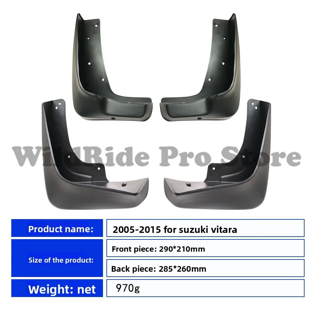 Vorder- und hintere Schmutzfänger für Suzuki Vitara 2005–2015, einfache Installation, PP-Gummi-Material, Reifen-Kotflügelschutz