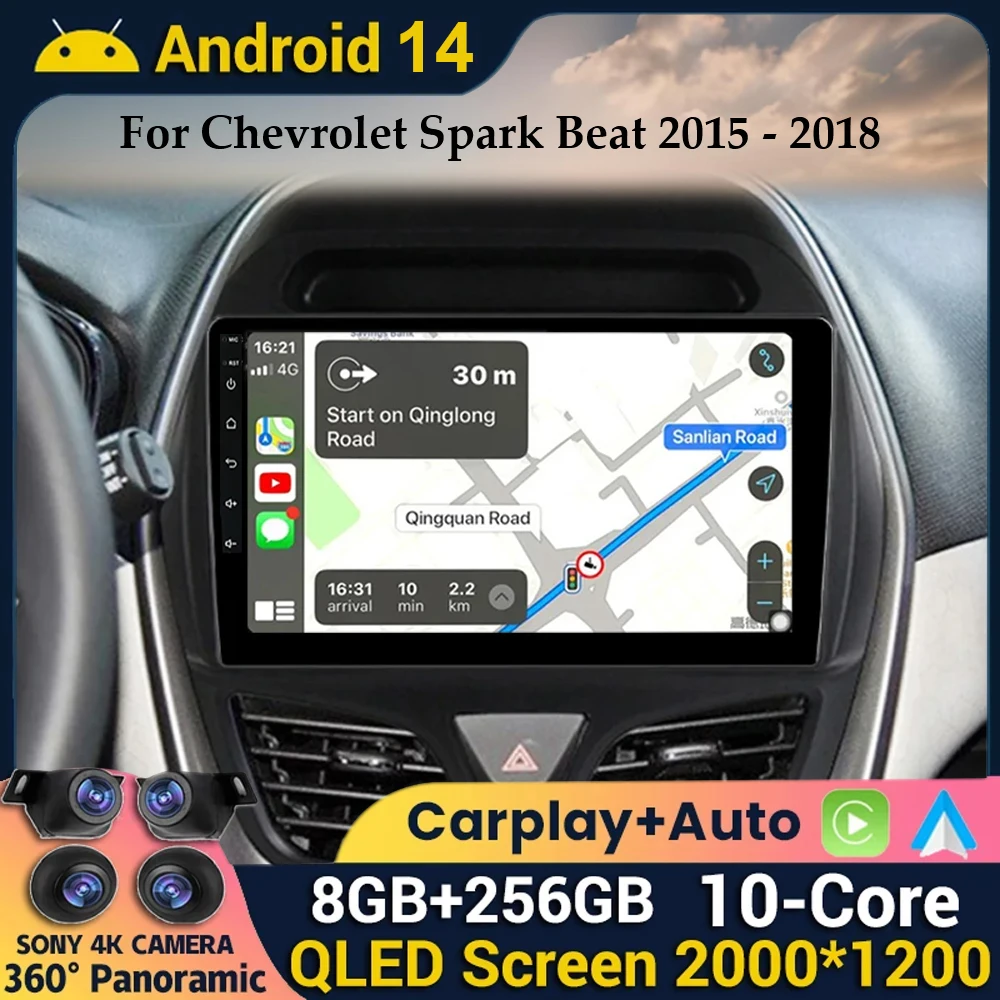 

Android 14 Car Radio For CHEVROLET Spark Beat 2015 2016 2017 Stereo Multimedia Player Navigation GPS Carplay Auto Unit No 2 DIN