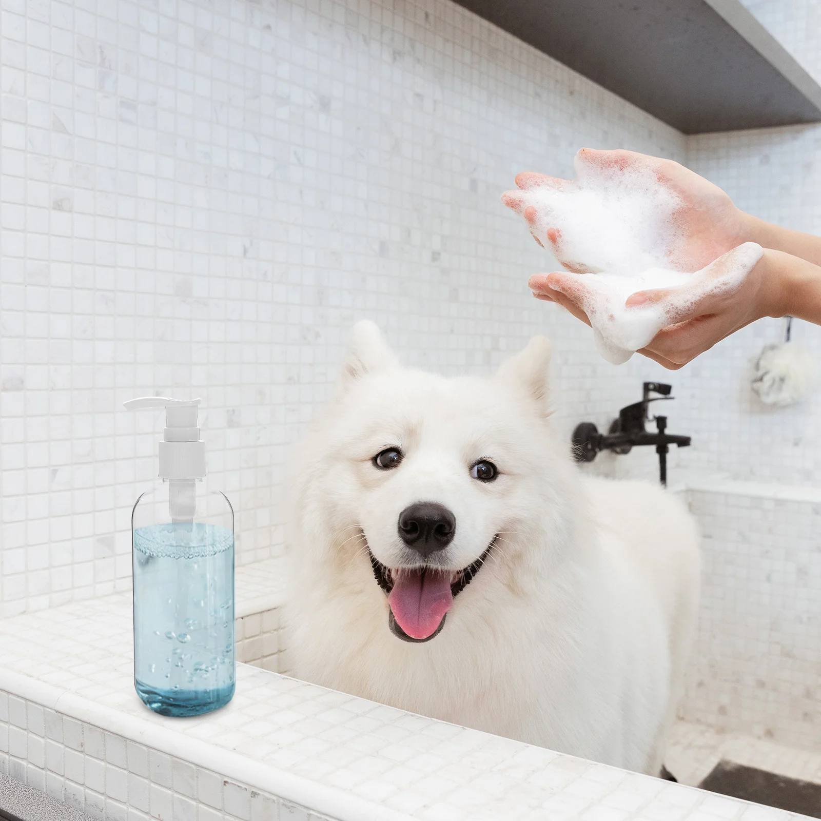 5Pcs Refillable Liquid Bottles Plastic Press Pump Design Empty Lotion Dispensers Bathroom Hand Soap Container Travel Shampoo