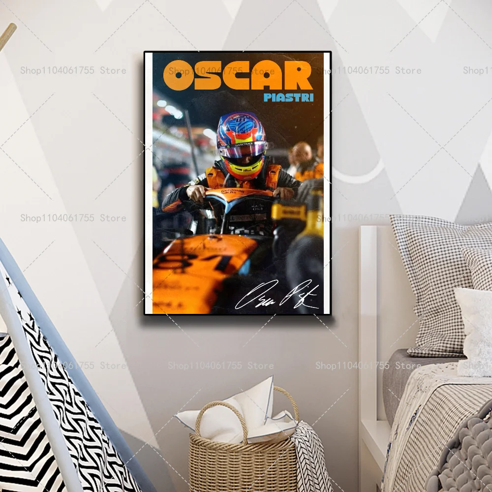 1PC F1 O-Oscar 81 P-Piastri Poster Self-adhesive Art Waterproof Paper Sticker Coffee House Bar Room Wall Decor