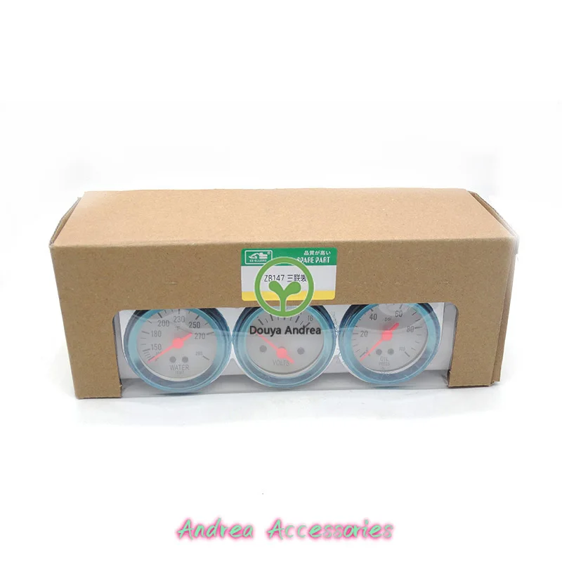 

2-дюймовый хромированный манометр давления масла, датчик температуры воды, амперметр, комплект тройного манометра, автомобильный счетчик с белым лицом для ZB147