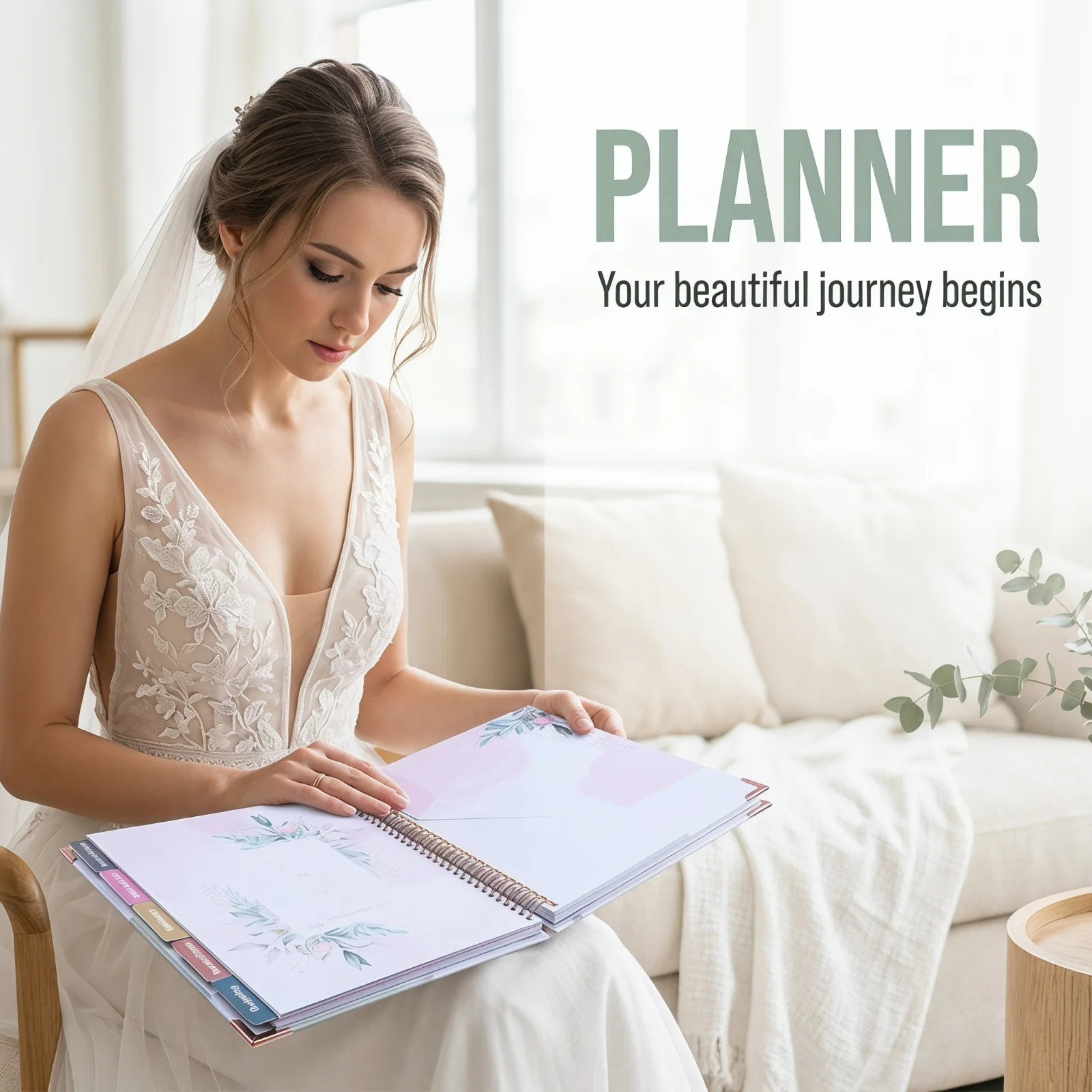 

Hardcover Spiral Wedding Planner with Tabs Stickers, Ultimate Wedding Organizer Journal, Bridal Planning Book for Bride Gift