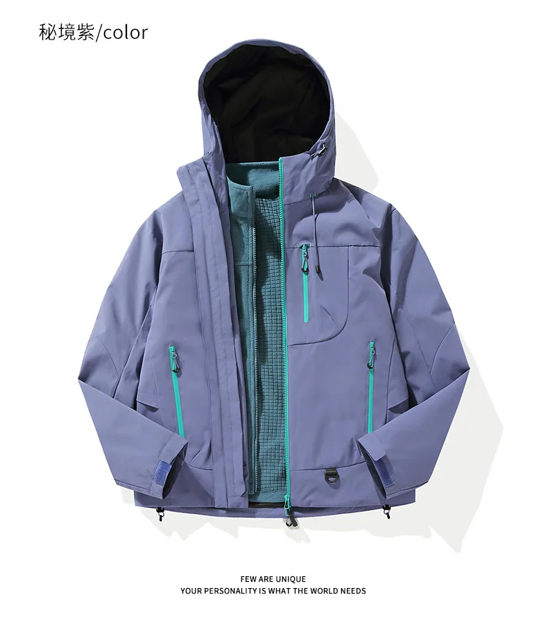 Wind- und wasserdichte Outdoor-Jacken zum Wandern, Camping, Angeln, Bergsteigen, mit Fleece gefütterte, wind- und wasserdichte Mäntel – Detail 26