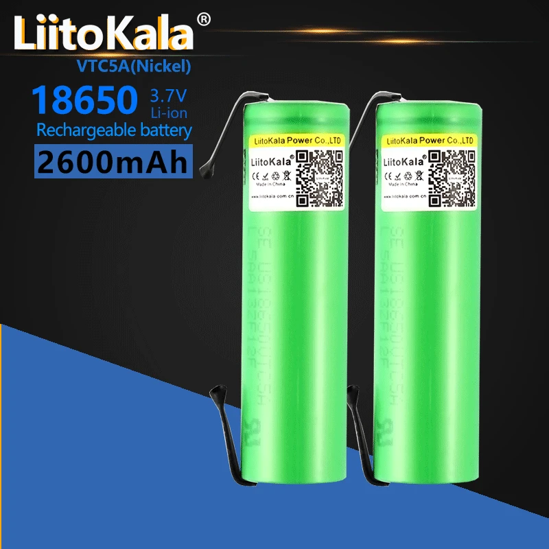 30 sztuk LiitoKalaVTC5A 2600mAh 18650 bateria litowa 20A 30A rozładowania 18650VTC5 baterie do latarki płaskiej głowicy