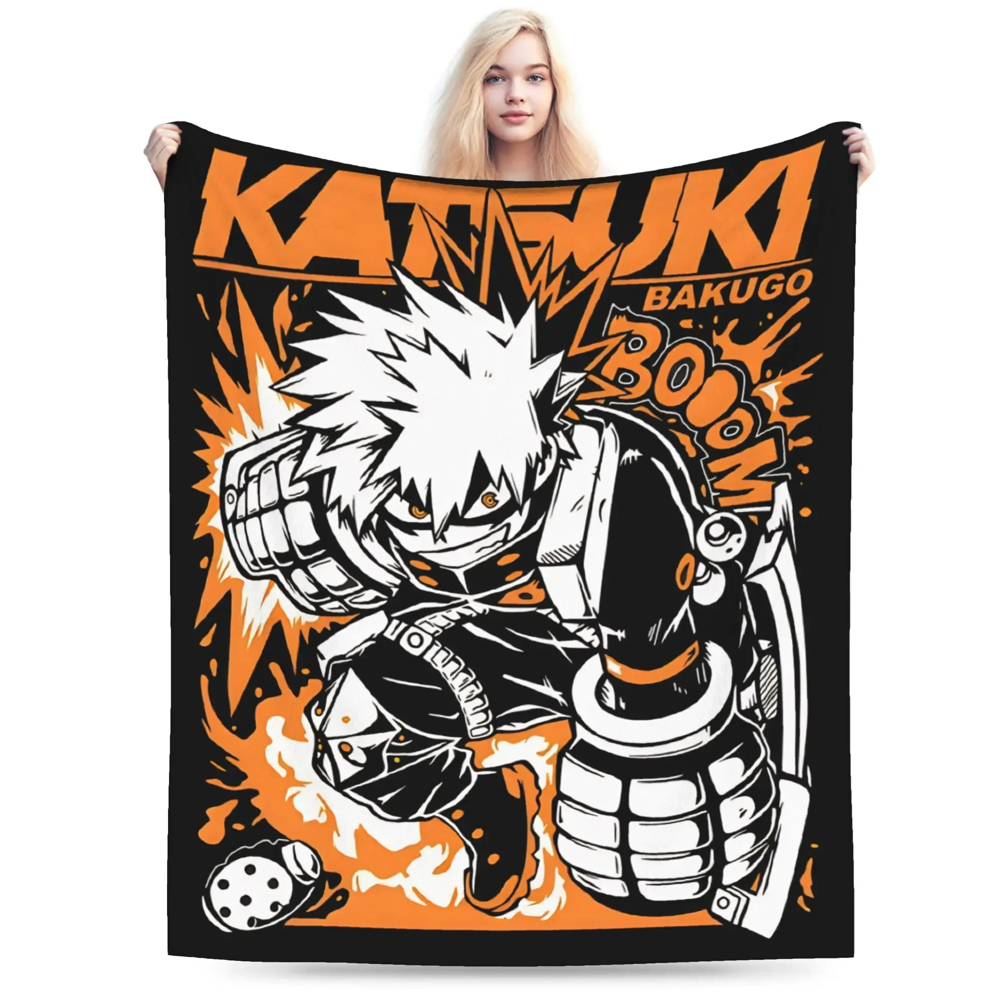 Custom Katsuki Bakugo Blanket Fleece Spring/Autumn Multifunction Ultra-Soft Throw Blanket For Bedding Bedroom Plush Thin Quilt