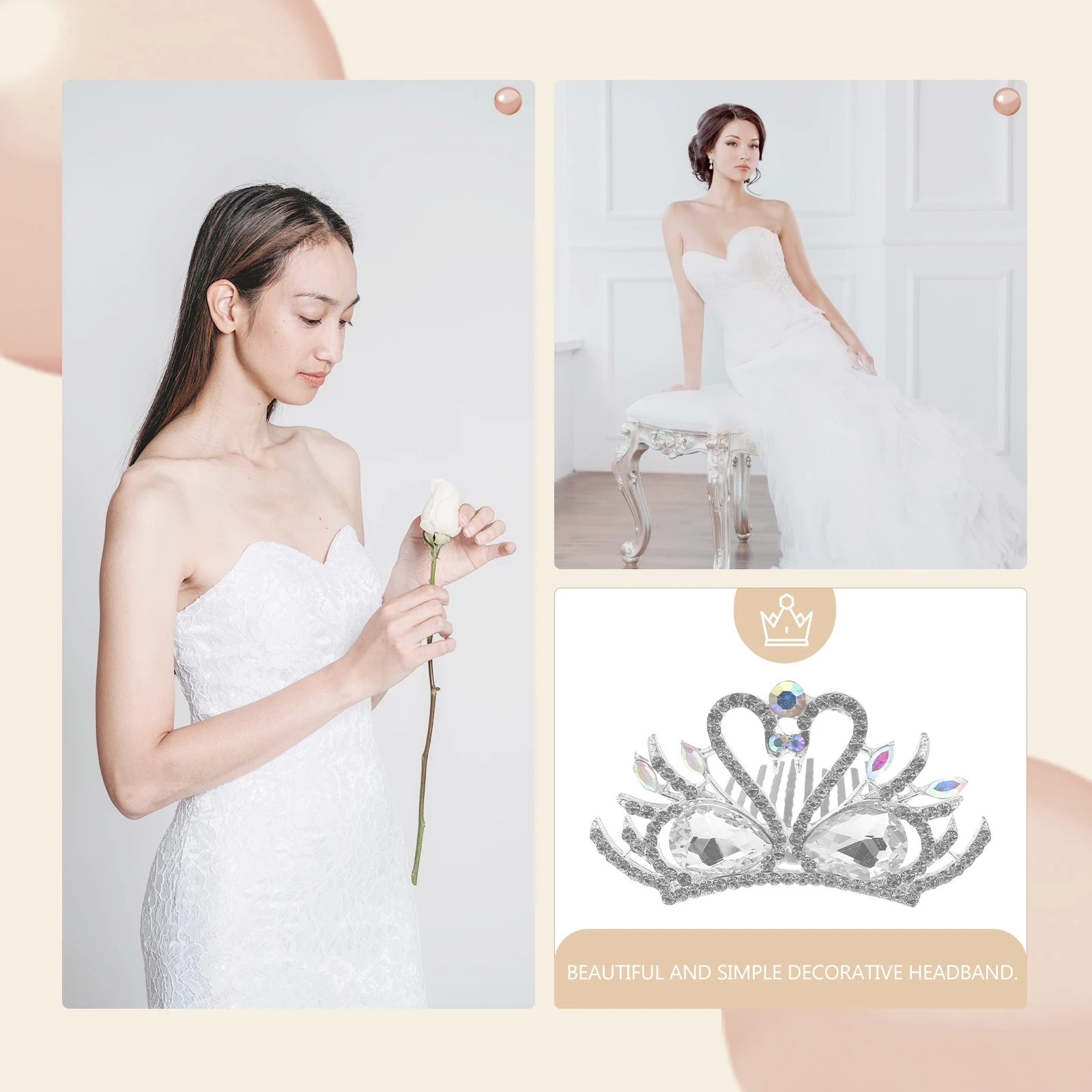 

Alloy Swan Crown Bridal Wedding Bride Tiara Rhinestone Barrettes Princess Girls Compact Size Durable Safe Long Use