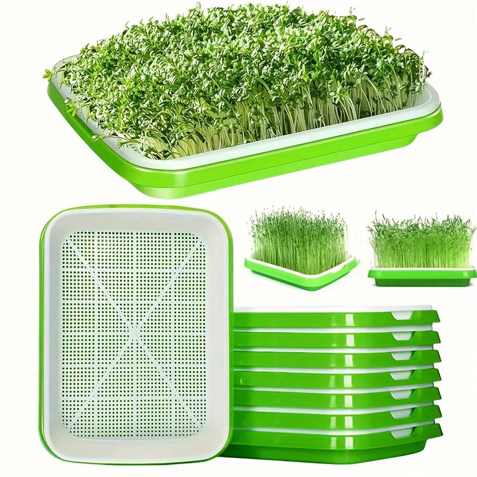 5pcs/set Hydroponic Seed Germination Trays Set - Plastic Indoor Gardening Kit Holes Reusable Plant Starter Trays