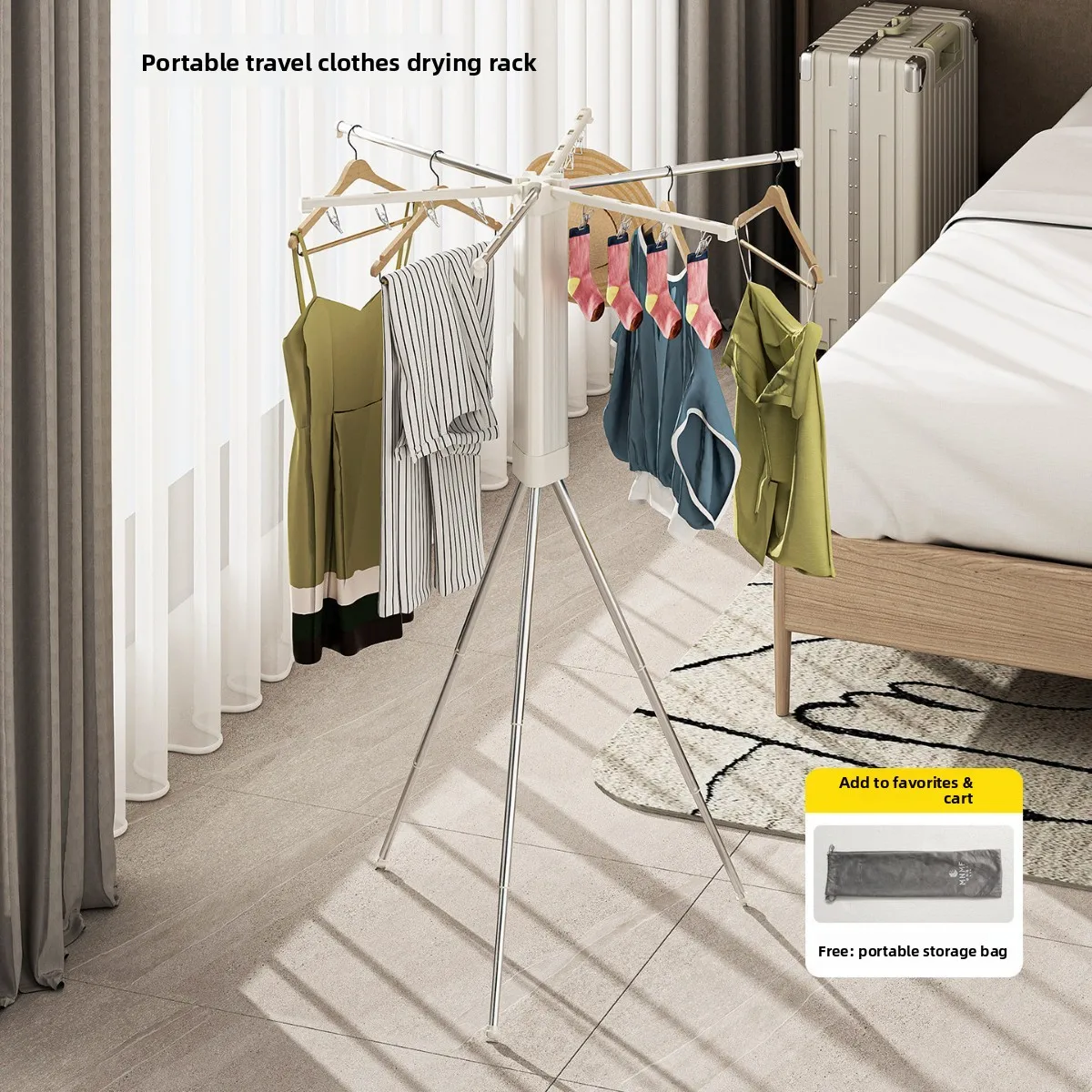 Multi Function Clothes Drying Rack Foldable Expandable Laundry Hanger for Travel Balcony Indoor Outdoor
