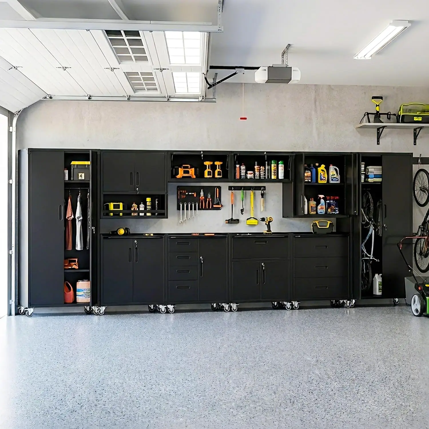10-Piece Heavy Duty Steel Garage Cabinet System | All-in-One Modular Garage Cabinet Set for Ultimate Workshop Organization | Eas