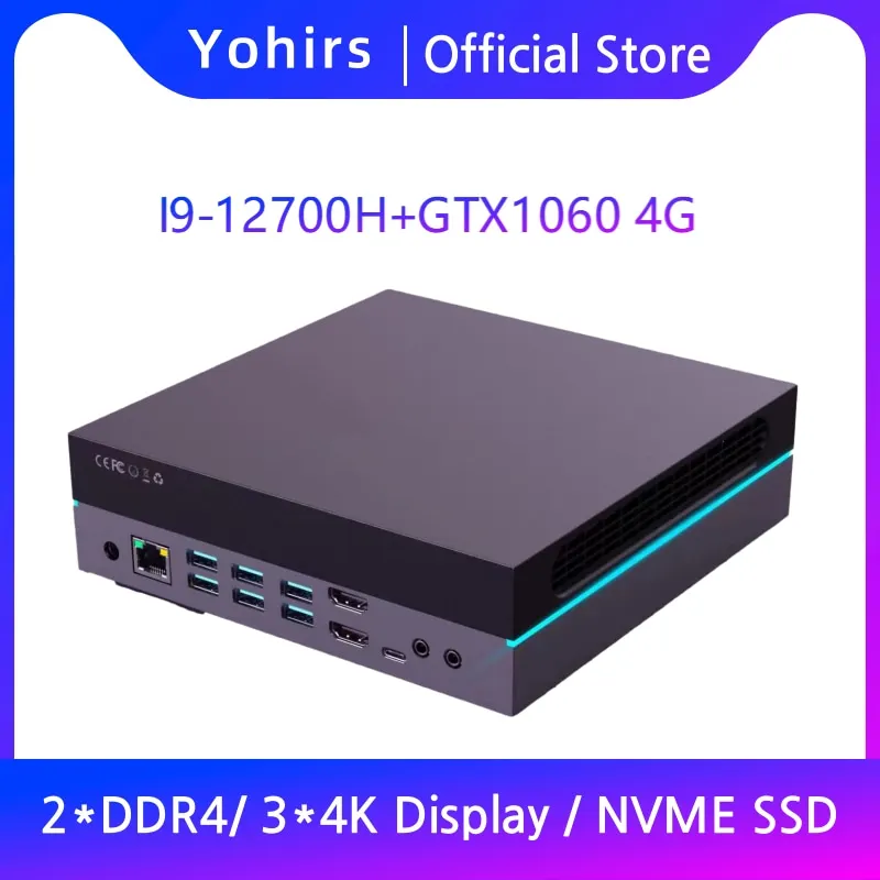 Yohirs Powerful Gaming Mini PC I9 12900H I7 12700H NVIDIA GTX1060 4G Thunderbolt4 Micro Desktop Computer Windows11 NUC 5G WIFI