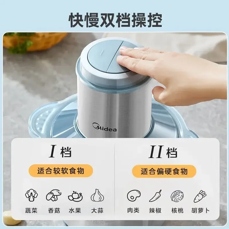 Midea Meat Grinder Household 3L Large Capacity 304 Stainless Steel Cup Multifunctional Cooking Supplementary Food Stirring