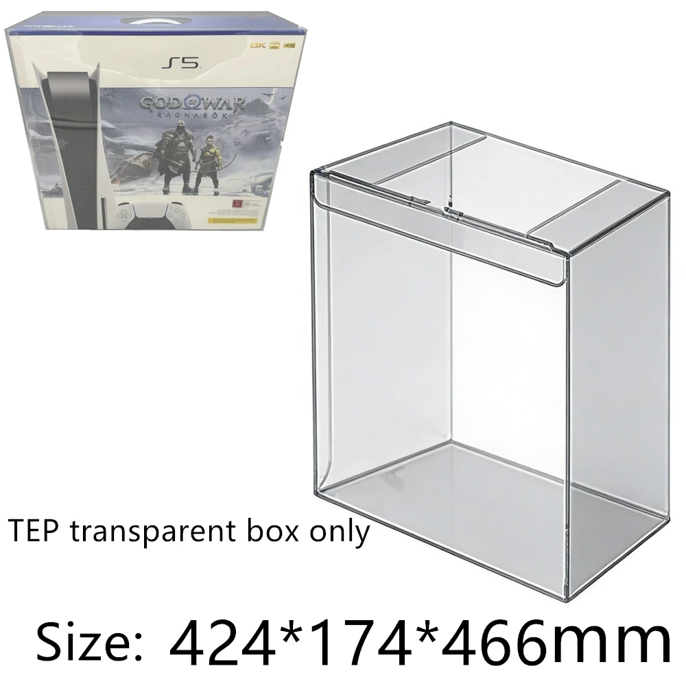 Transparenter Boxschutz für Original Fat PlayStation 5 God of War Bundle/PS5-Boxen, PET-Aufbewahrungsbox, transparente Vitrine für Spiele