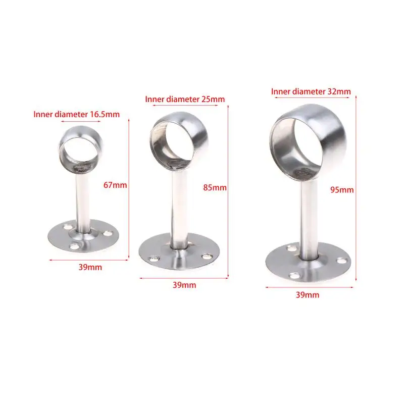 2Pcs Stainless-Steel Flange Rod Holder 19/22/25MM Ceiling Mount Curtain Rod Bracket Shower Curtain Rod Holder Pipe Flange Socket view 6