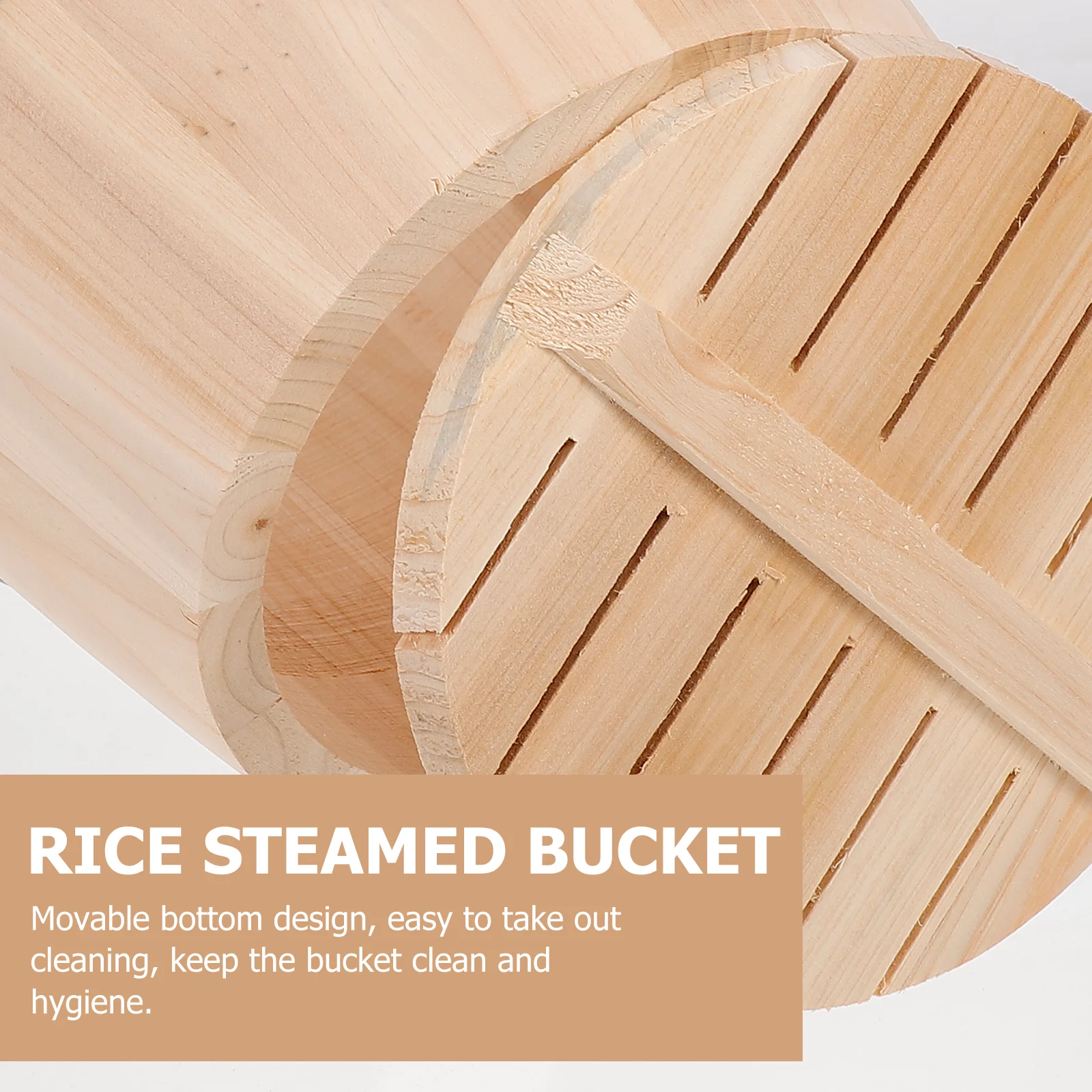 

1Pcs Wooden Steamed Bucket Natural Wood Polished Smooth Surface Movable Bottom Design Faster Cooking Kitchen Steamer Tool