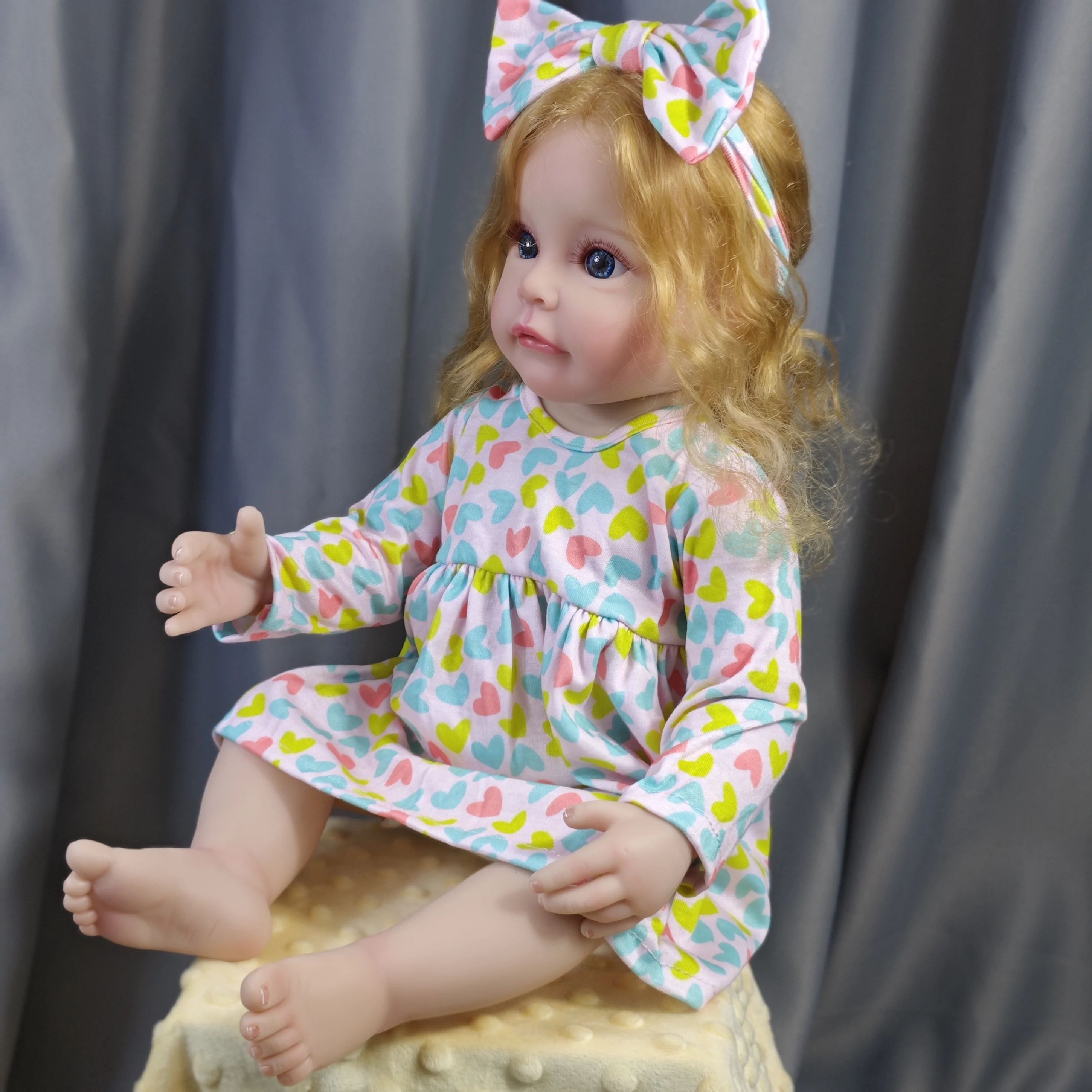 

55CM Reborn SueSue Finished Reborn Baby Hand Rooted Blond Hair Full Vinyl Body Girl Washable Princess Girls Christmas Gift
