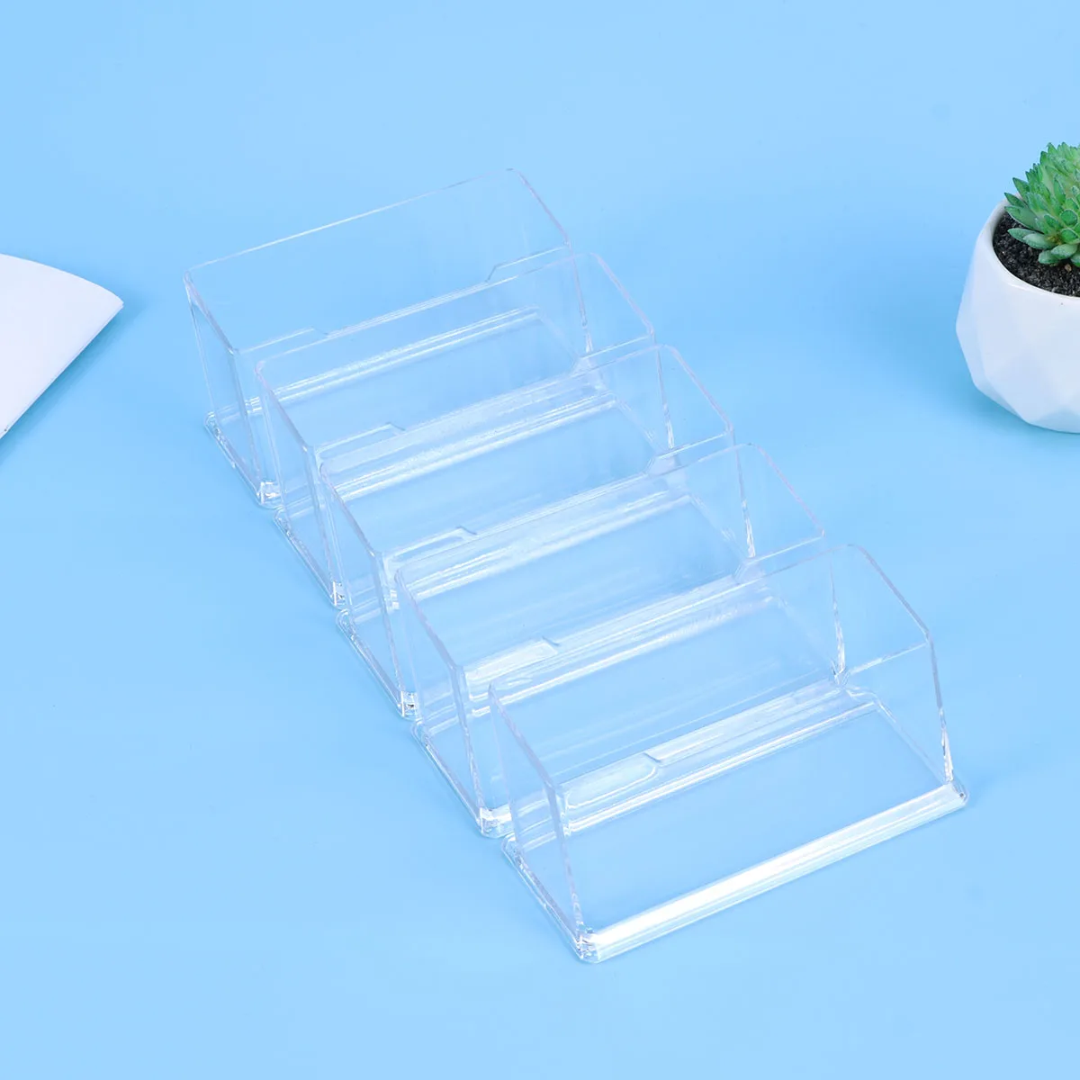 

4 Pcs Transparent Acrylic Business Card Holder Small Size Desk ganizer Safe Storage Box Office Supplies
