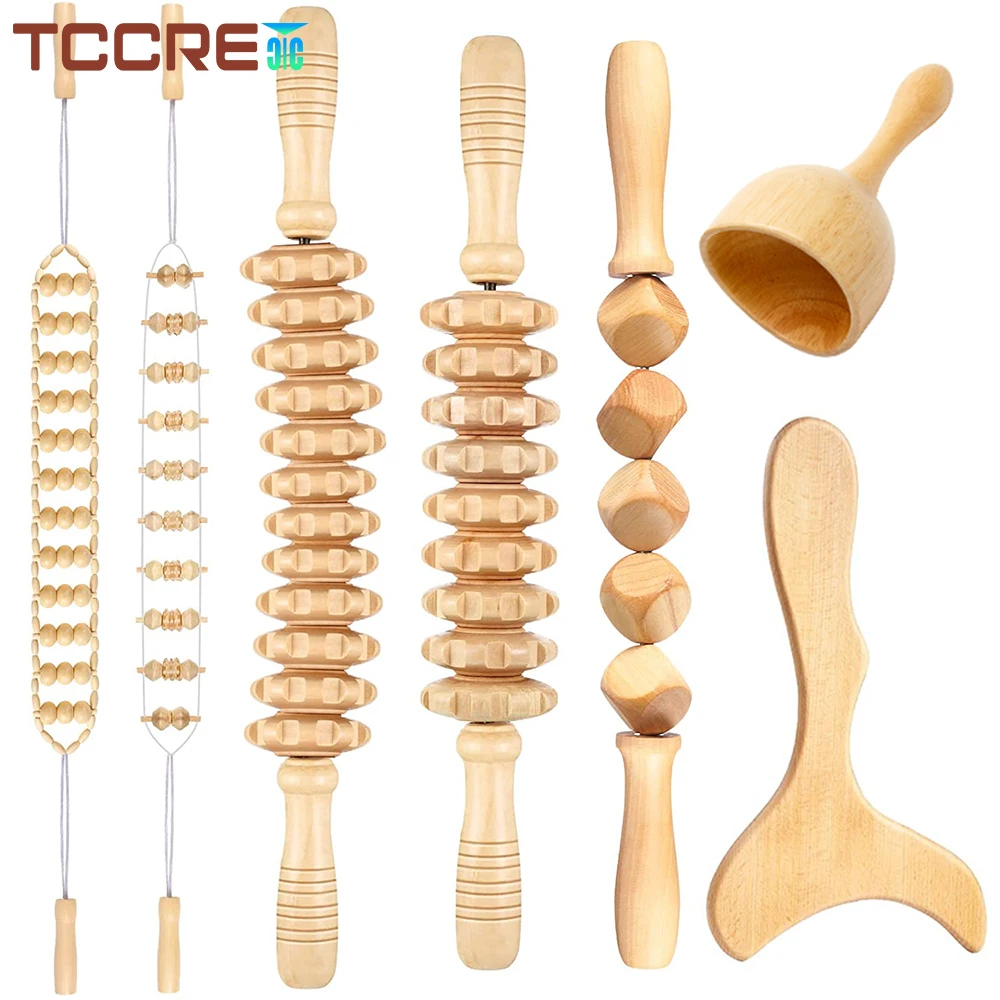 

Wood Massage Tools Curved Massage Roller Stick Lymphatic Drainage Paddle Cube Massage Stick Roller Straight Roller Cup Massager