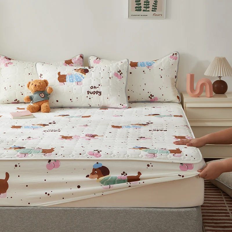 100%Waterproof Quilted Mattress Cover Thickened Fitted Sheet Printed Bed Cover Twin/Queen/King Comfortable fundas de colchón