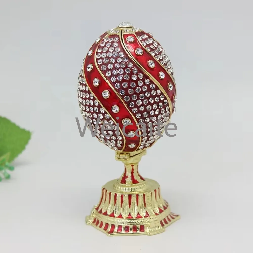Panier De Fleurs Rayé En Émail، Boîte À Bijoux En Forme D'oeuf De Faberge، Boîte Decoration D' oeuf، Cadeau Pâque
