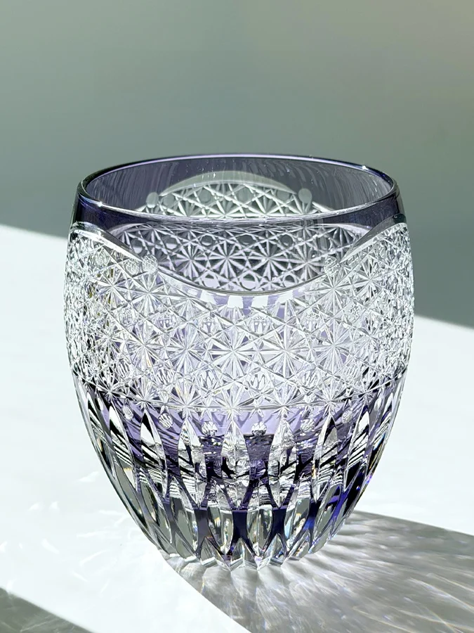 

Handcrafted Crystal Whiskey Glass Callure Purple Lotus Design Luxury Gift for Men Elegant Japanese Style Pure Color Beverageware