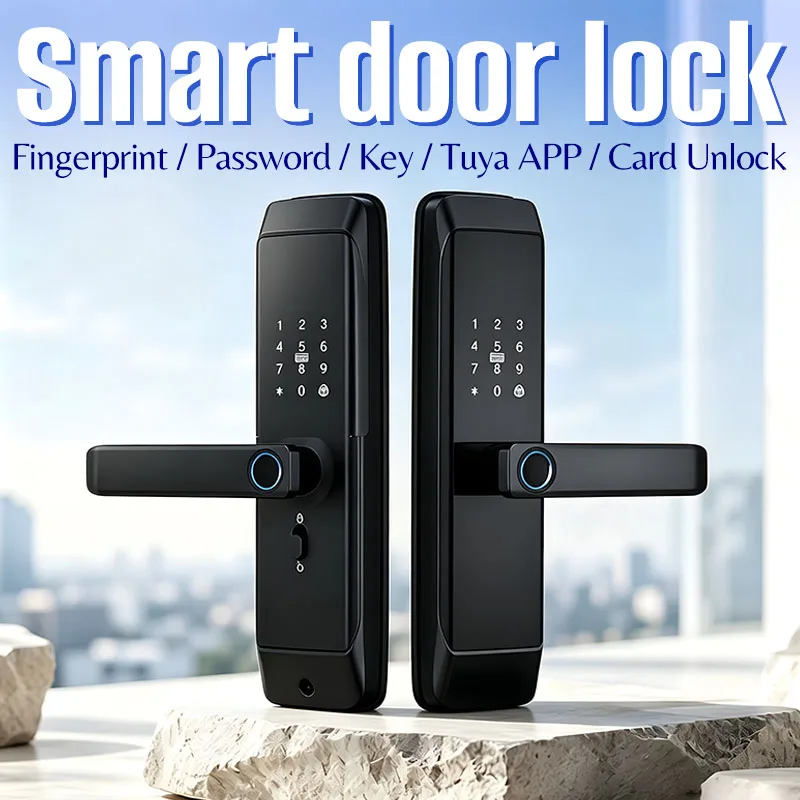 Tuya App Electronic Fingerprint Smart Lock WiFi Remote Control Equipped with Access Cards/keys Set Temporary/permanent Passcodes