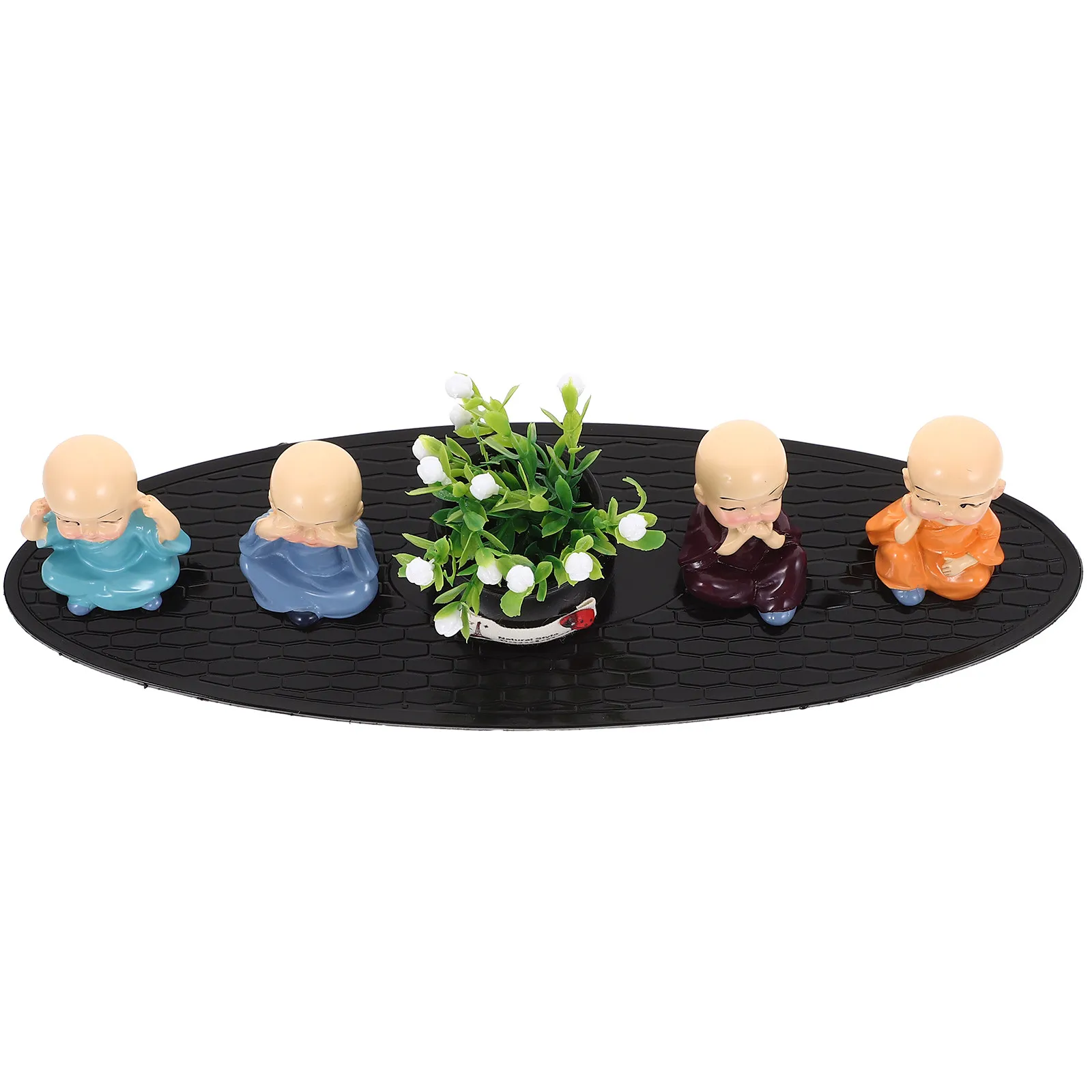 

1Set Small Monk Ornaments Exquisite Workmanship Cute Buddha Statue for Car Dashboard Decor Home Office Decoration Resin Craft