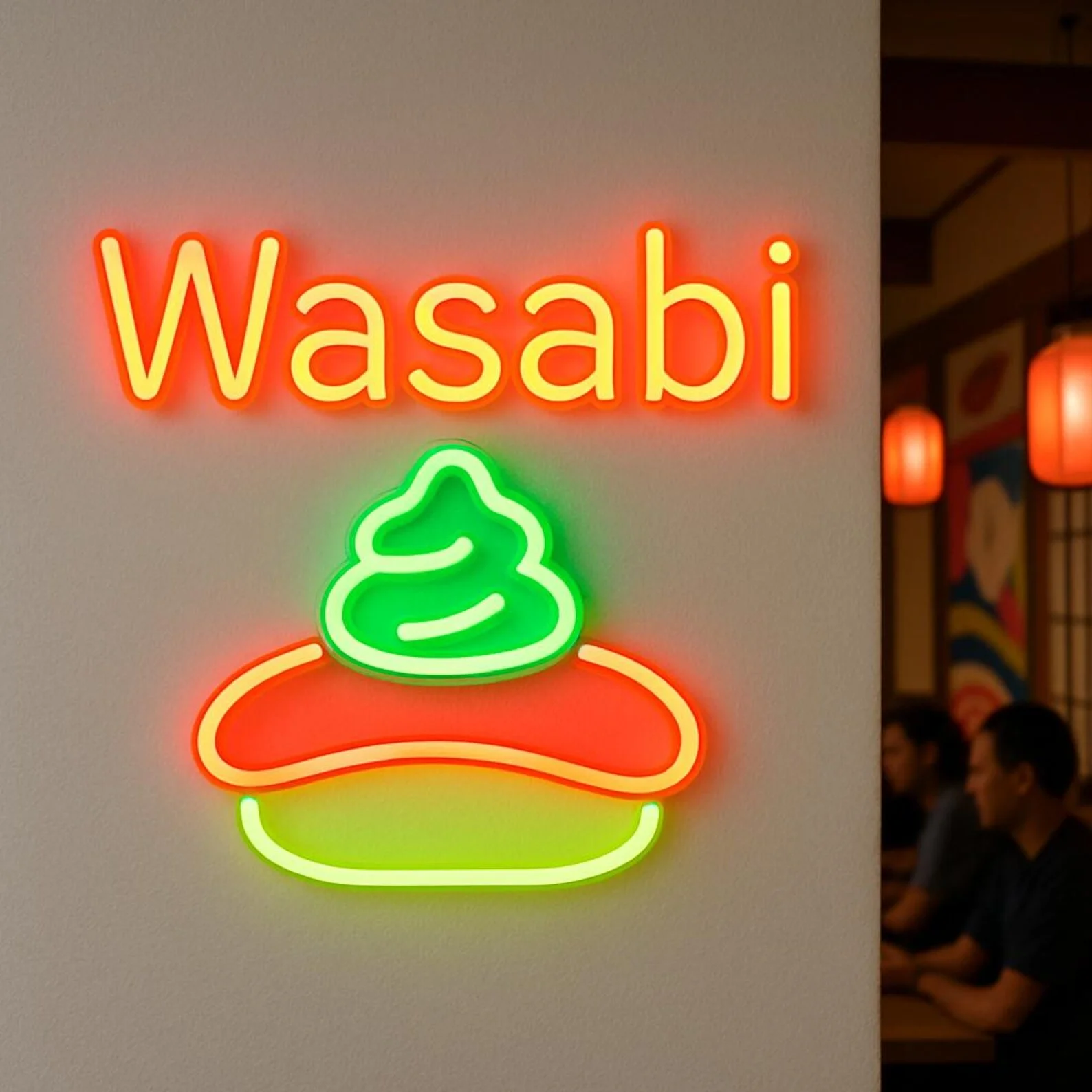 

Wasabi Neon Sign, Sushi Bars Neon Sign, Restaurant Led Sign， Gift Idea for Chef, Street-Food Neon Decor