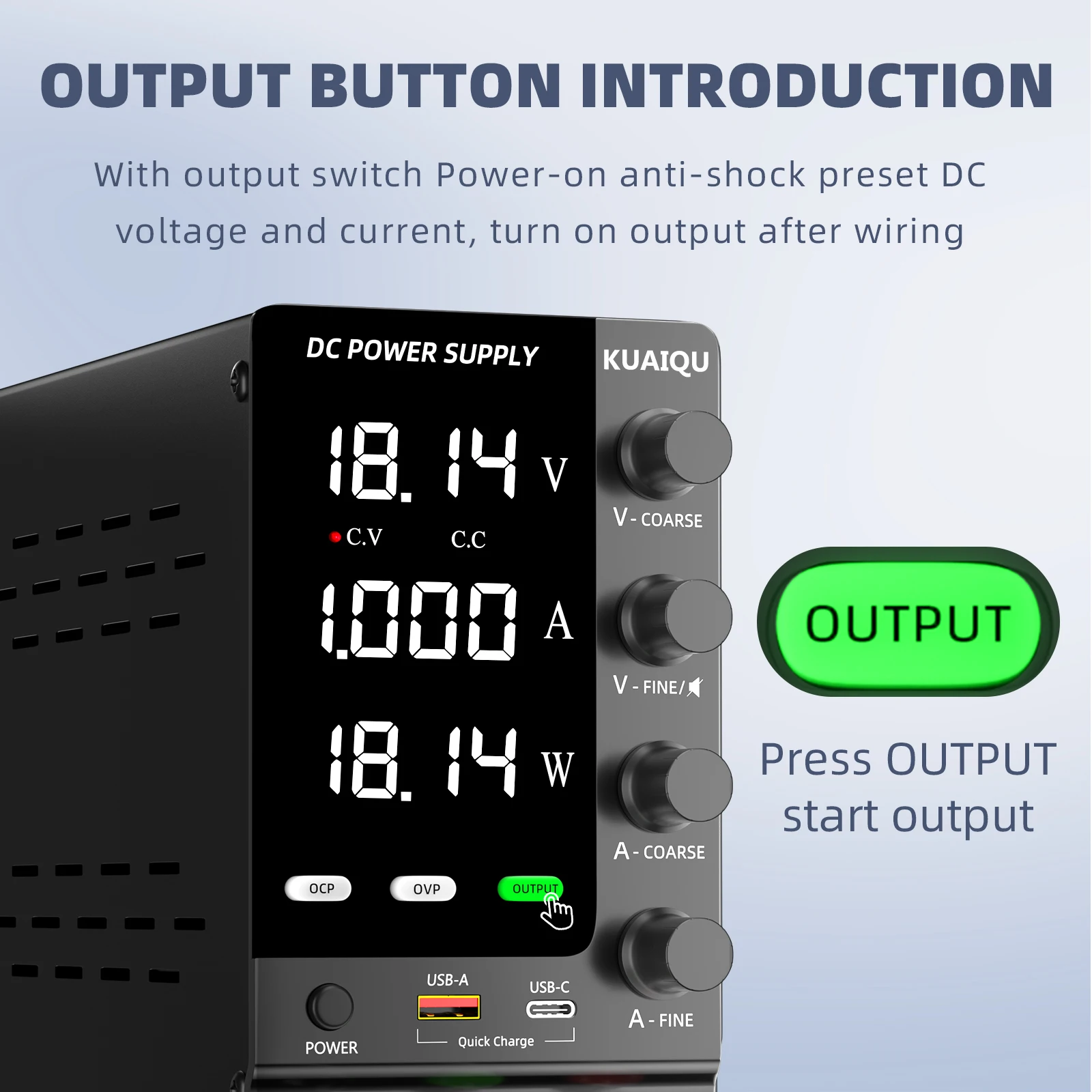 KUAIQU Official DC Power Supply Variable, 30V 60V 120V Adjustable Regulated Lab Power Supplies with OCP/OVP/Output/Encoder