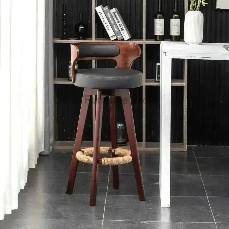 Banks Reception Wooden Stools Accent Rotate Bar Island Kitchen Counter Stools Luxury High Backrest Cadeira Bar Furniture XR50BY