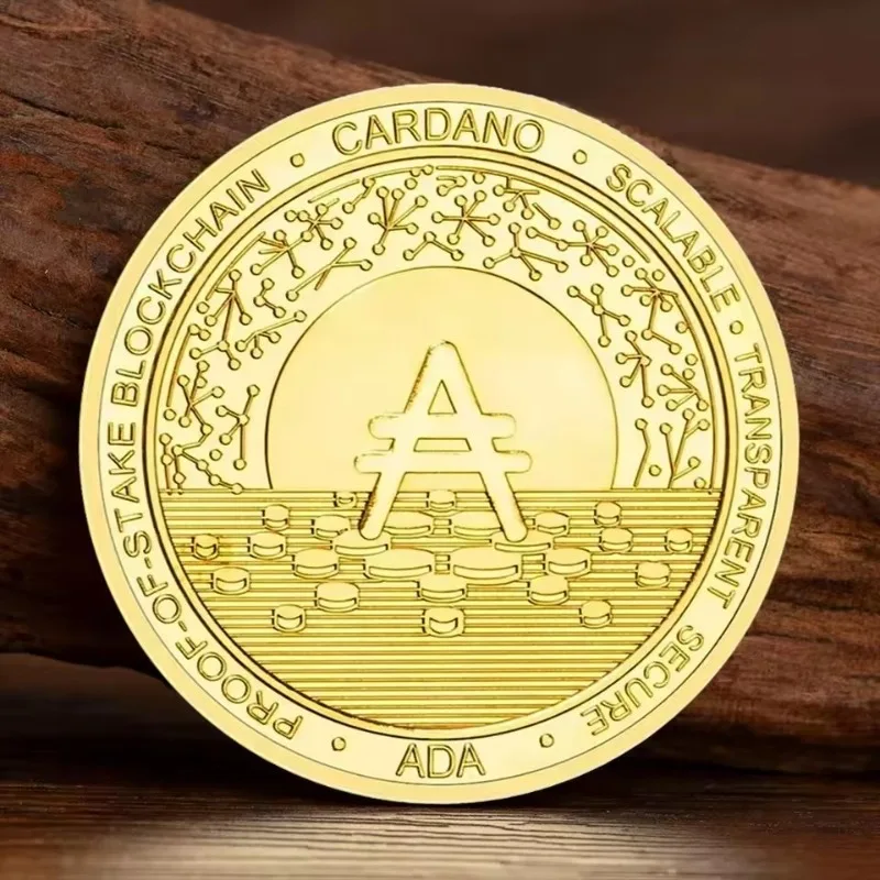 Cardano ADA Physical Cryptocurrency Coin Gold Plated Commemorative Bitcoin Alternative Home Decoration Token 40mm Round Shape
