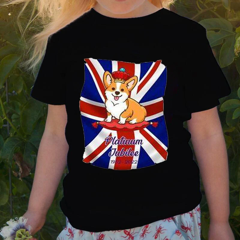 New 70 Years Celebration Boys Girls Union Jack Kids T-Shirt Queen Elizabeth II 2022 Platinum Jubile