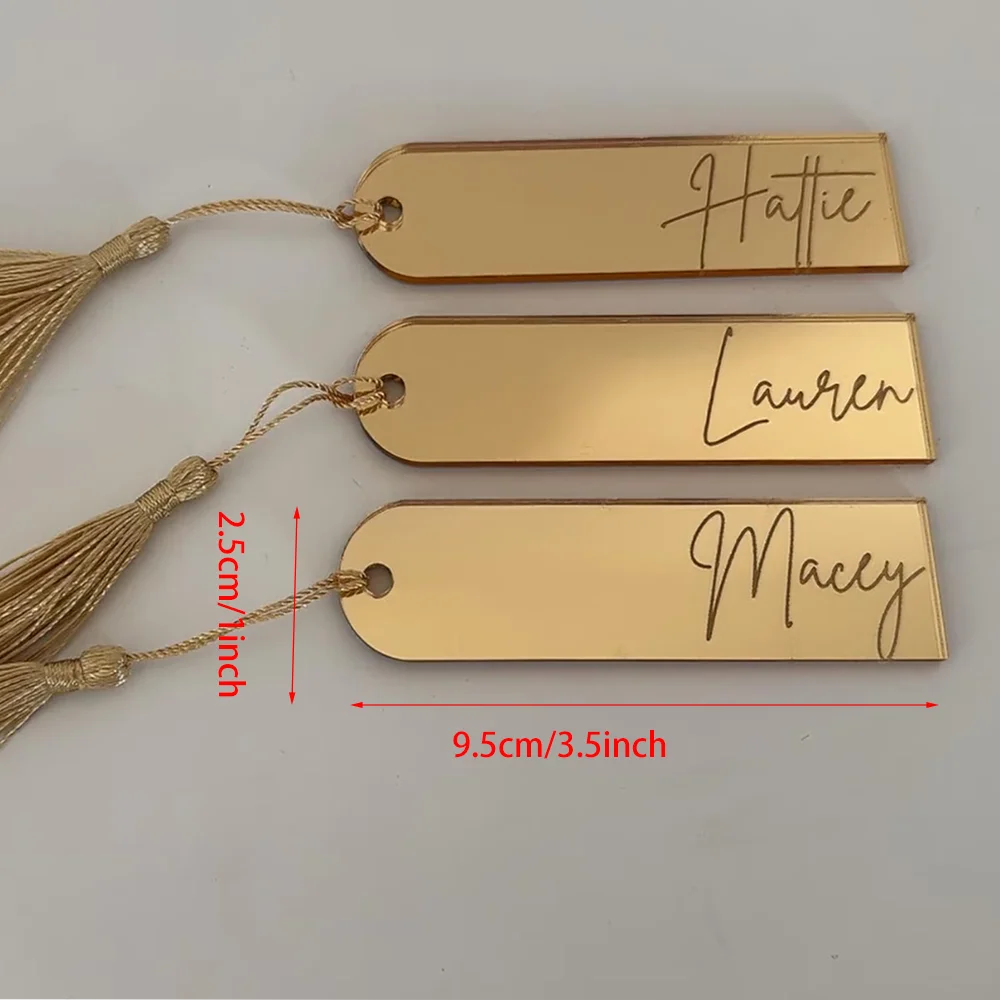 Custom Acrylic Name Place Cards Mirrored Place Card Wedding Bachelorette Party Gold Mirror Place Mats Engraved Tag Bridal Shower view 3