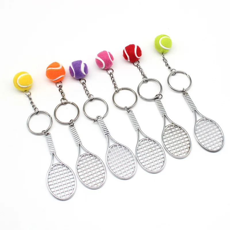 

50Pcs Tennis Racket Keychain Cute Sport Mini Keychain Car 6 Color Pendant Keyring Sports Key Chain Who Love Sports Gifts