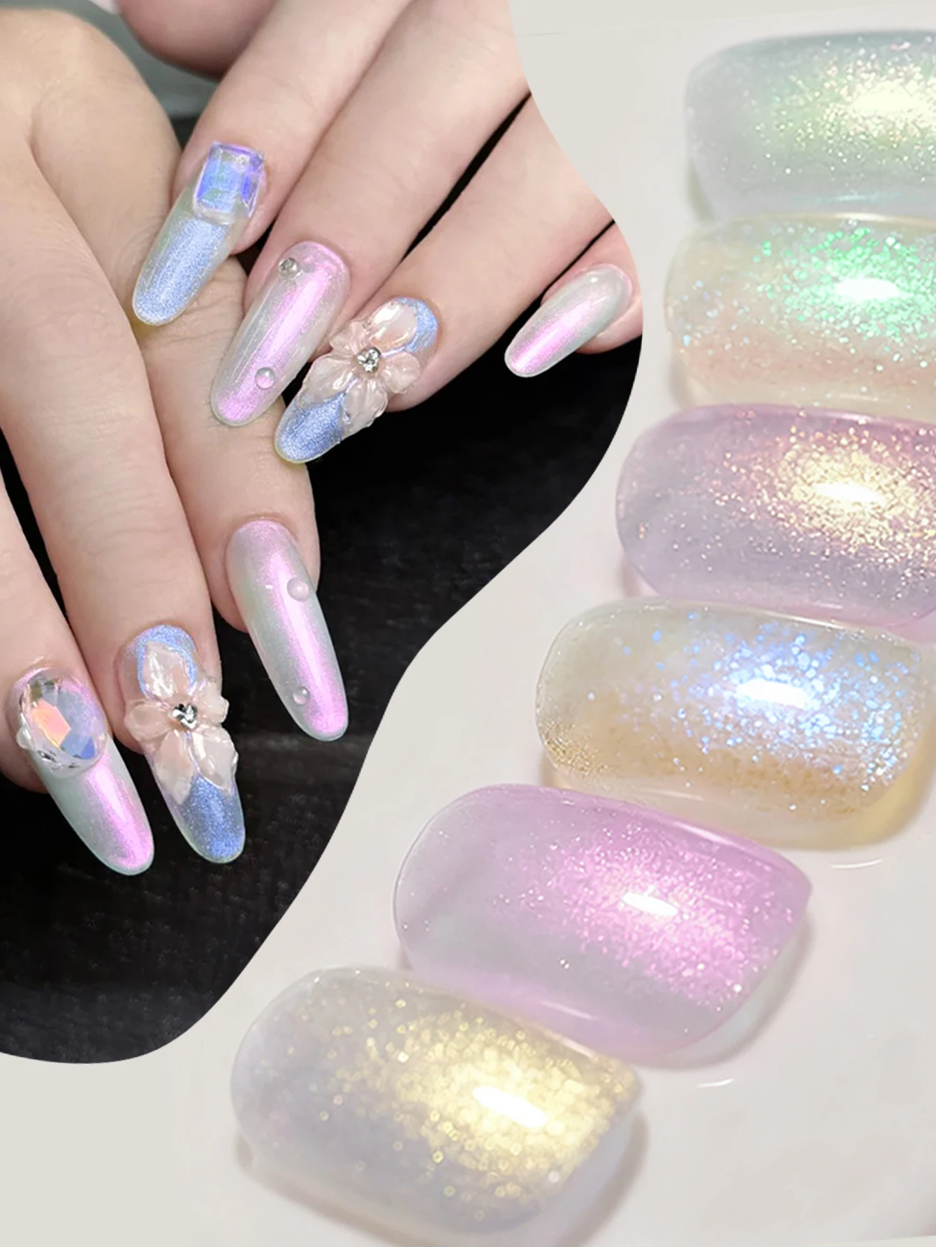 يجتمع عبر 7 مللي أورورا بريق هلام طلاء الأظافر لا حاجة للأشعة فوق البنفسجية قاعدة معطف فوقي مسمار الفن ورنيش مانيكير لوازم هيما/TPO مجانية