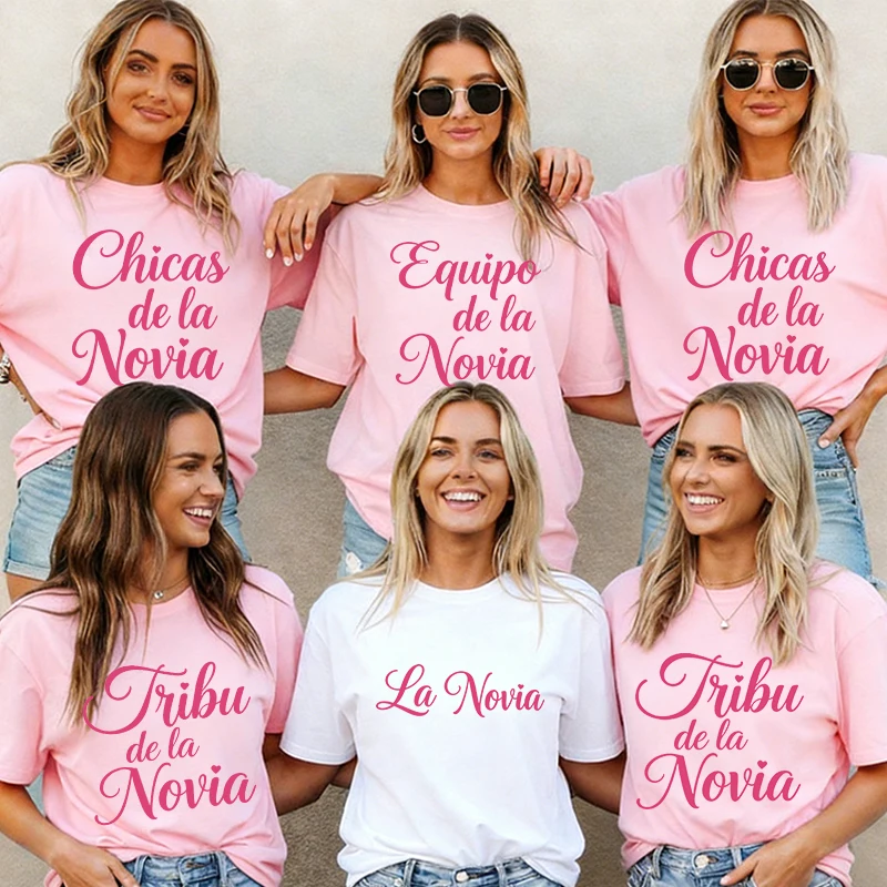 Spanish Girls Bachelorette Party T-shirts Team Bride Tribe Tops,  Short Sleeve Tees for Bridal Shower Wedding Single Farewell
