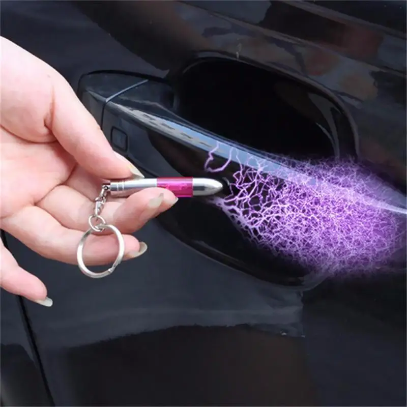 Anti-Static Keychain Car Body Static Eliminator Discharger High-Voltage Portable Key Ring with LED Light Interior Accessories