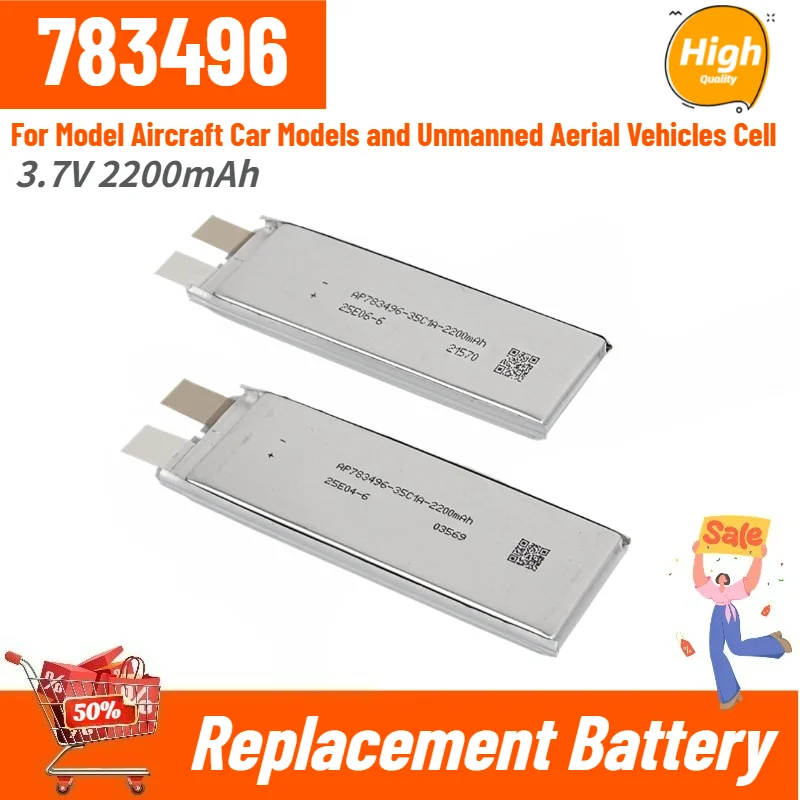 783496 Battery 3.7V 2200mAh for Model Aircraft Car Models and Unmanned Aerial Vehicles Cell High Quality Replacement Battery