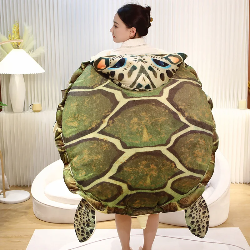 Giant Wearable Sea Turtle Plush Toy Soft Creative Turtle Shell Toys Warm Winter Throw Pillow Back Cushion Funny Kids Gift